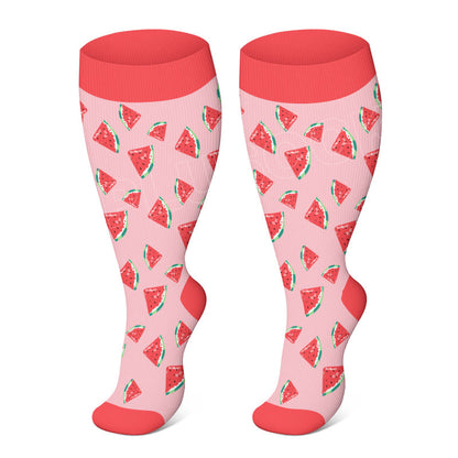 2XL-4XL Plus Size Farbmuster Kompressionsstrümpfe - Wassermelone - 4XL - image 3