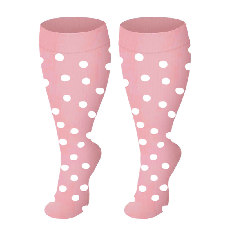 Kompressionsstrümpfe in Übergröße, einfarbig - Rosa Punkte - 4XL - image 1
