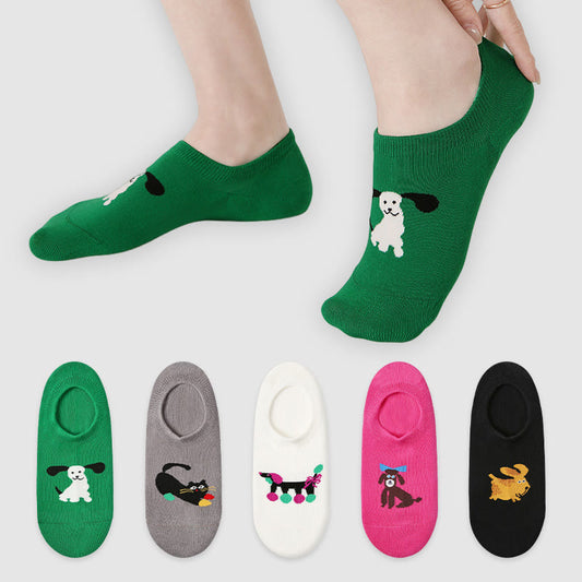 Bunte Füßlinge in Übergröße mit Katzen- und Hundemotiv (5 Paar) - image 1