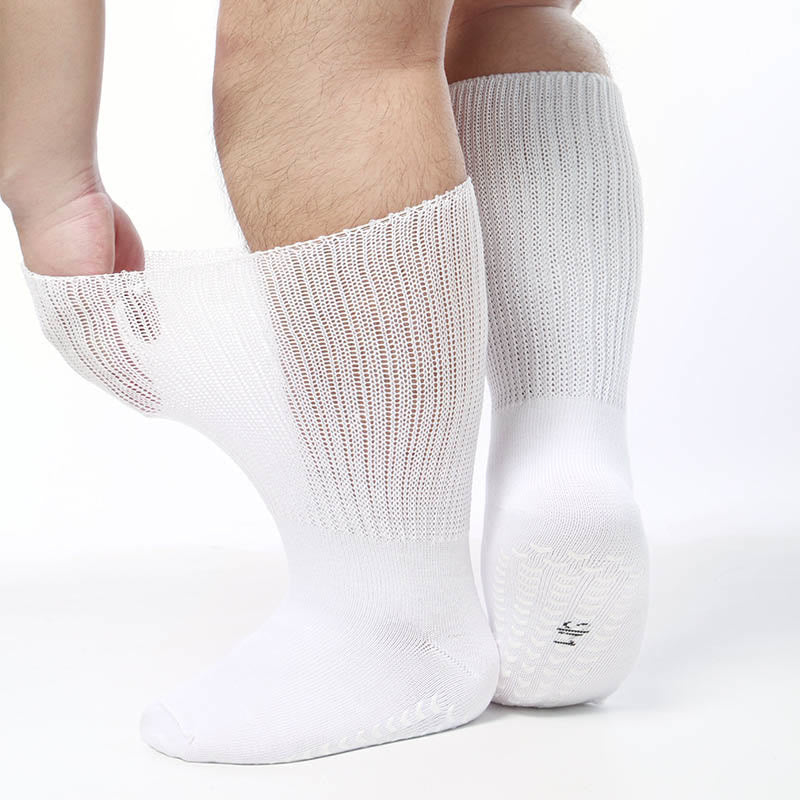 Rutschfeste Kniestrümpfe für Diabetiker in Übergröße (2 Paar) - Weiß - S/M - image 1