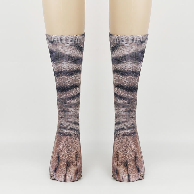 Viertelsocken mit 3D-Tierpfoten in Übergröße (3 Paar) - Katze - EU38-44 (US5-10) - image 3