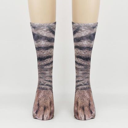 Viertelsocken mit 3D-Tierpfoten in Übergröße (3 Paar) - Katze - EU38-44 (US5-10) - image 3