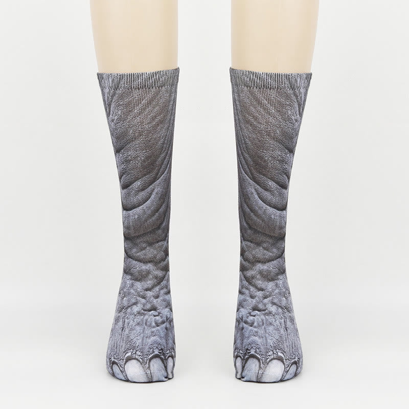 Viertelsocken mit Zebra-, Elefanten- und Tigerpfotenmotiv in Übergröße (3 Paar) - Elefant - EU38-44 (US5-10) - image 6