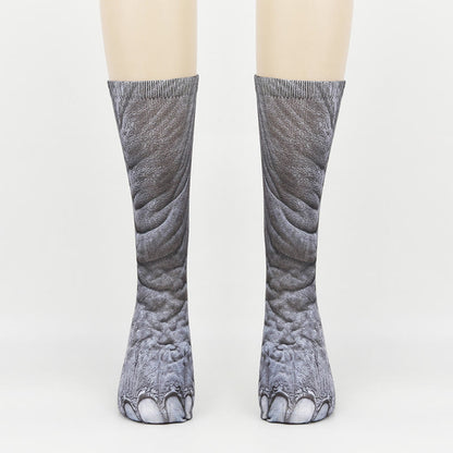 Viertelsocken mit Zebra-, Elefanten- und Tigerpfotenmotiv in Übergröße (3 Paar) - Elefant - EU38-44 (US5-10) - image 6