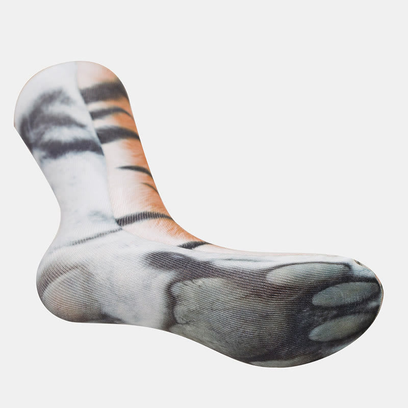 Viertelsocken mit Zebra-, Elefanten- und Tigerpfotenmotiv in Übergröße (3 Paar) - image 3