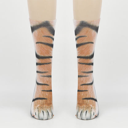 Viertelsocken mit Zebra-, Elefanten- und Tigerpfotenmotiv in Übergröße (3 Paar) - Tiger - EU38-44 (US5-10) - image 4