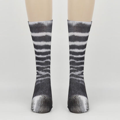 Viertelsocken mit Zebra-, Elefanten- und Tigerpfotenmotiv in Übergröße (3 Paar) - Zebra - EU38-44 (US5-10) - image 5