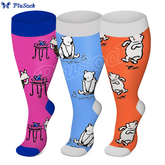 Kompressionsstrümpfe mit Bären-Kaninchen in Übergröße - image 1