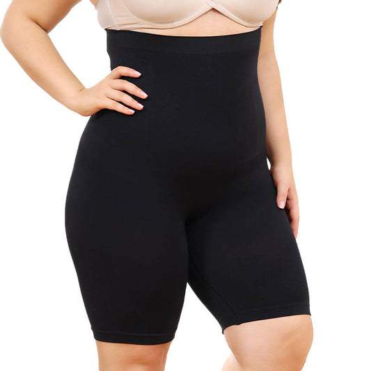 Kompressionsshorts mit hoher Taille in Übergröße - Schwarz - 4XL - image 0