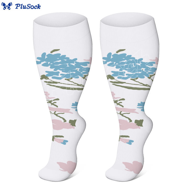 Kompressionsstrümpfe mit Blumen- und Schmetterlingsmotiv in Übergröße (4 Paar) - image 5