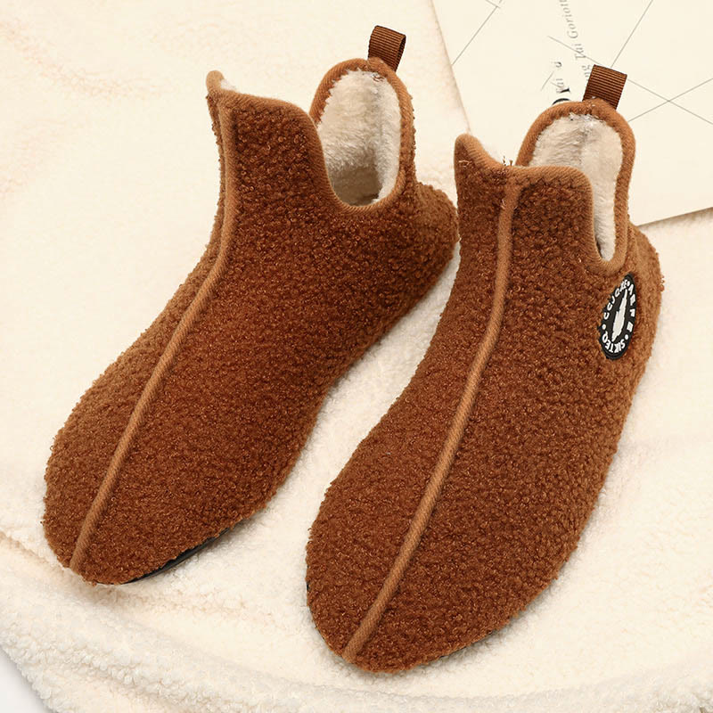 Einfarbige Plüsch-Slipper-Socken in Übergröße - Braun - 3XL - image 3