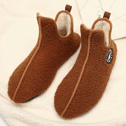 Einfarbige Plüsch-Slipper-Socken in Übergröße - Braun - 3XL - image 3