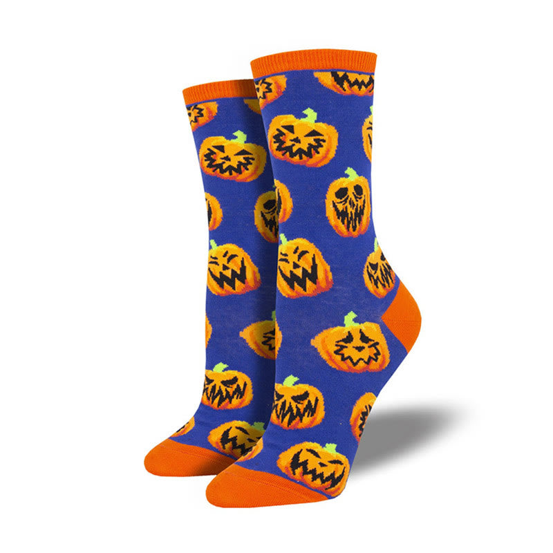 Crew-Socken mit kreativem Halloween-Muster in Übergröße (4 Paar) - Lila - EU36-42 (US3-8,5) - image 2