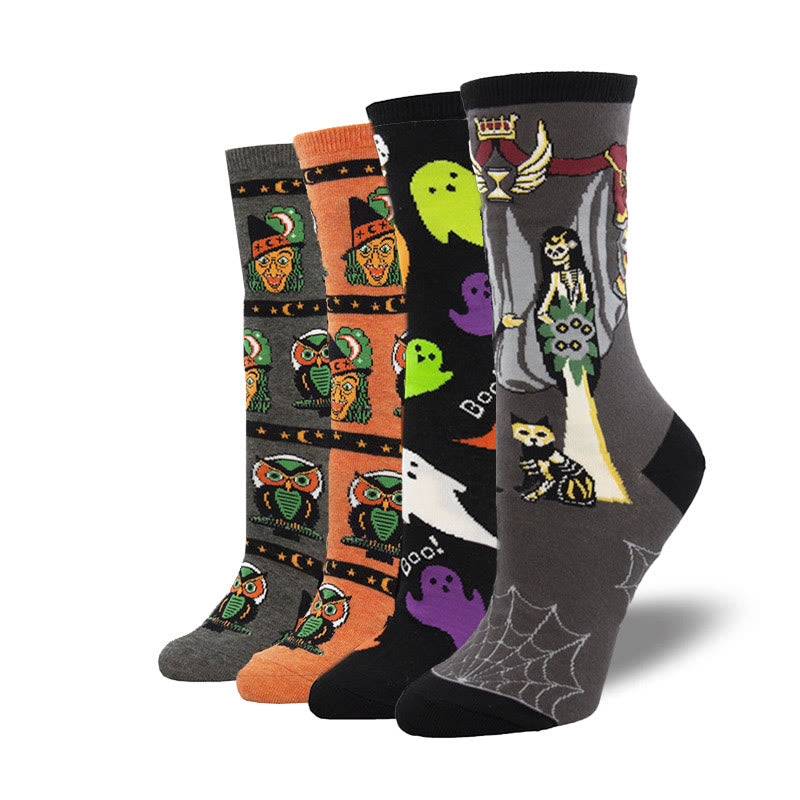 Übergröße Hexengeist-Halloween-Crew-Socken (4 Paar) - Mehrfarbig - EU36-42 (US3-8,5) - image 1
