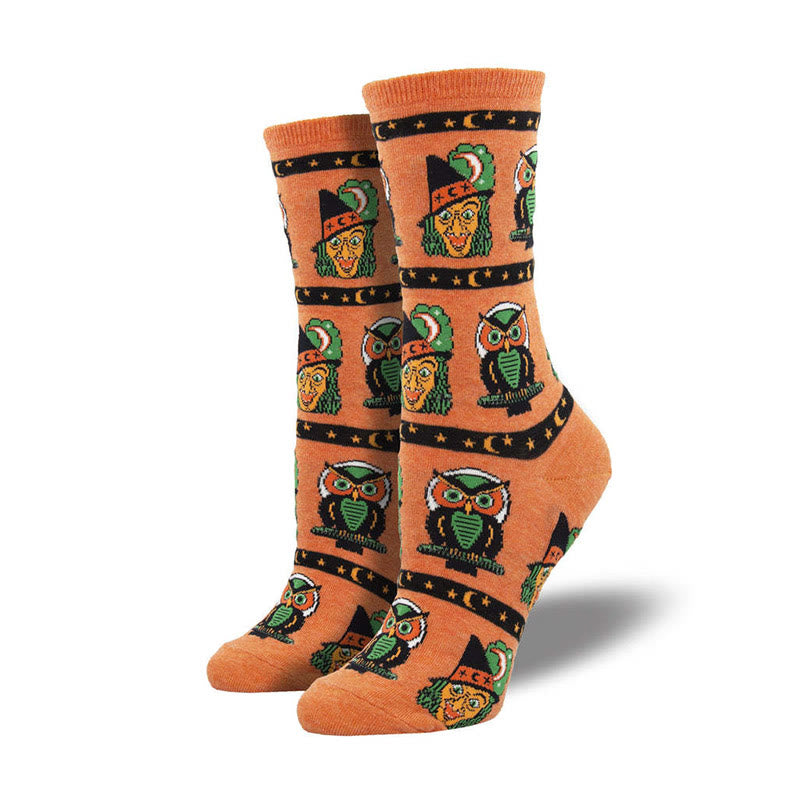 Übergröße Hexengeist-Halloween-Crew-Socken (4 Paar) - Orange - EU36-42 (US3-8,5) - image 3