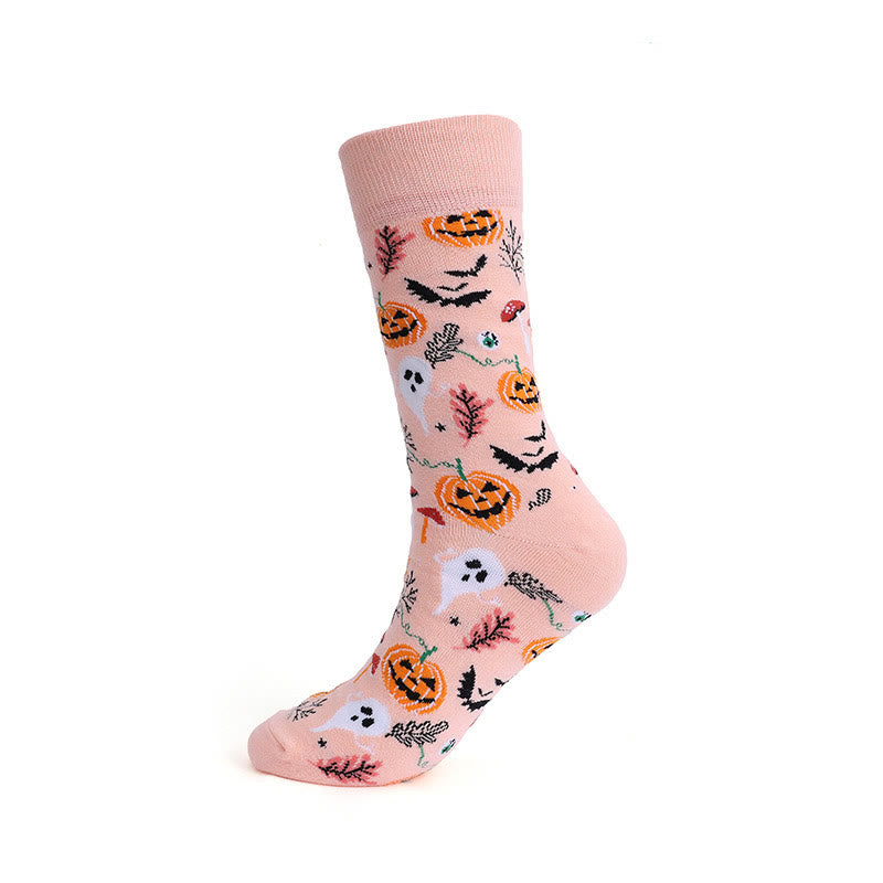 Übergröße Kürbis-Totenkopf-Halloween-Crew-Socken (3 Paar)