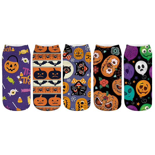 3D-Halloween-Viertel-Socken in Übergröße (5 Paar) - Mehrfarbig - EU36-44 (US3-10) - image 1