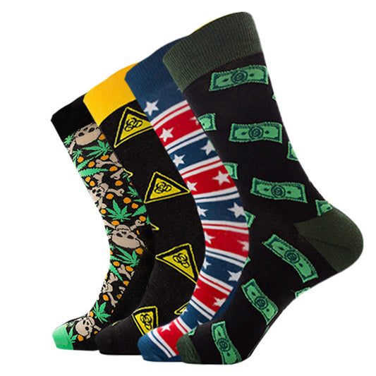 Crew-Socken mit Dollar-Totenkopf in Übergröße (4 Paar) - Mehrfarbig - EU38-44 (US5-10) - image 1