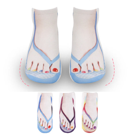3D-Flip-Flops-Söckchen in Übergröße (3 Paar) - Mehrfarbig - EU36-43 (US4-9) - image 1