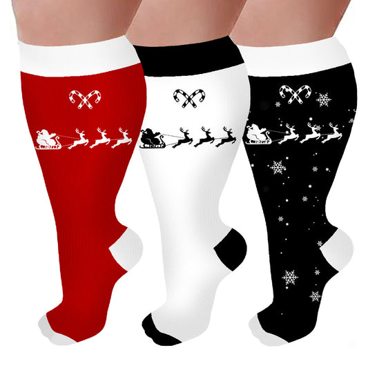 Kompressionsstrümpfe „Candy Cane Elk“ in Übergröße (3 Paar) - Mehrfarbig - 4XL - image 1