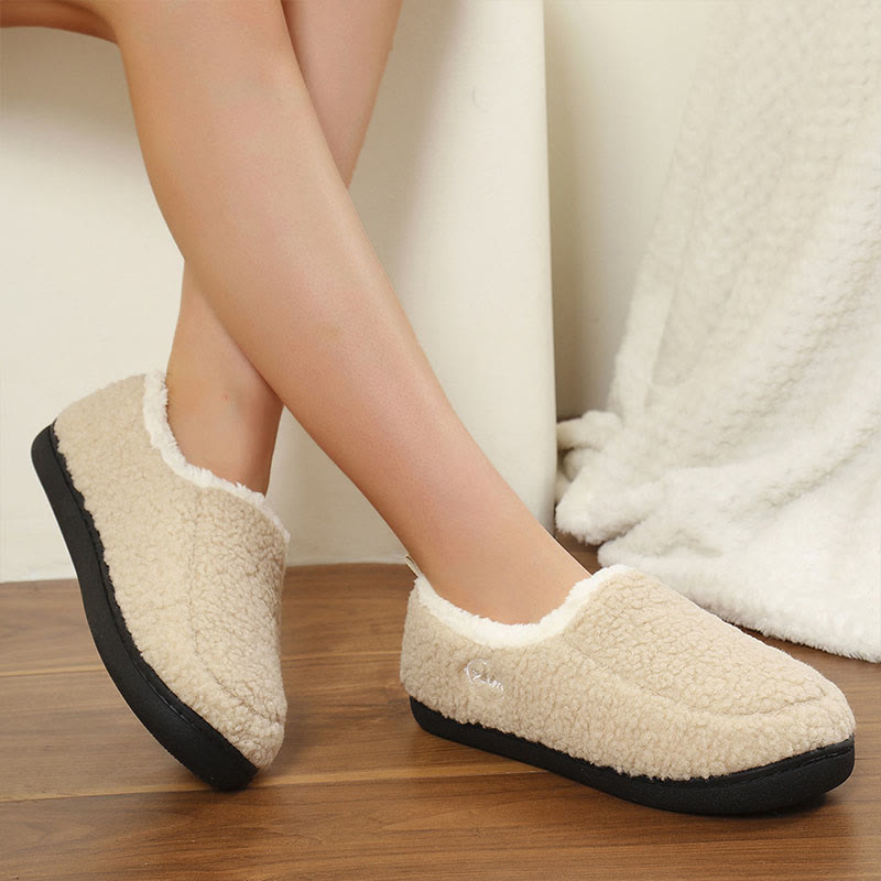 Warme Hausschuhsocken in Übergröße mit einfarbiger Optik - Beige - US 10-11 - image 1
