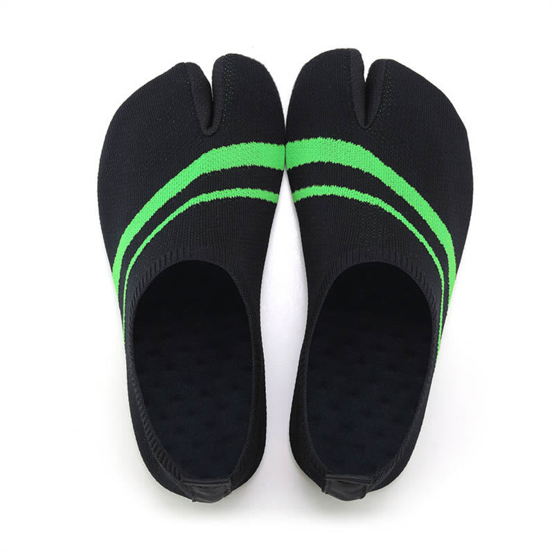Gestreifte Slipper-Socken mit geteilter Zehenpartie in Übergröße - Grün - 4XL - image 10