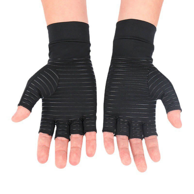 Fingerlose Kompressionshandschuhe aus Kupfer - Schwarz - XL - image 1