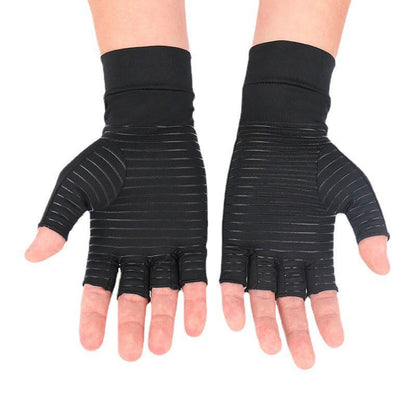 Fingerlose Kompressionshandschuhe aus Kupfer - Schwarz - XL - image 1