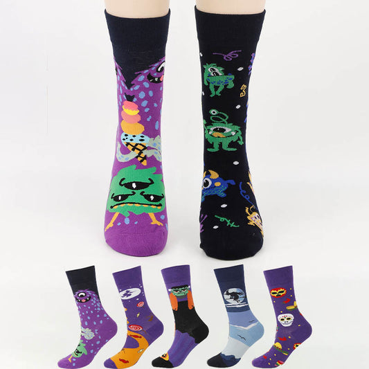 Crew-Socken mit einzigartigem Muster in Übergröße (5 Paar) - Mehrfarbig - EU36-44 (US3-10) - image 1