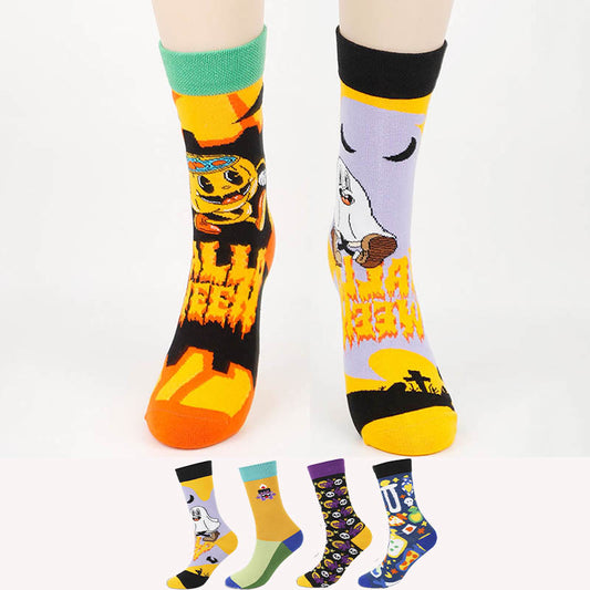 Kreative Halloween-Crew-Socken in Übergröße (4 Paar) - Mehrfarbig - EU36-44 (US3-10) - image 1