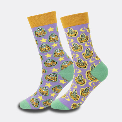 Crew-Socken mit Hexenschädel und Kürbismotiv in Übergröße (4 Paar) - image 5