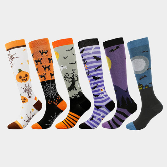 Lustige Halloween-Kompressionsstrümpfe (6 Paar)