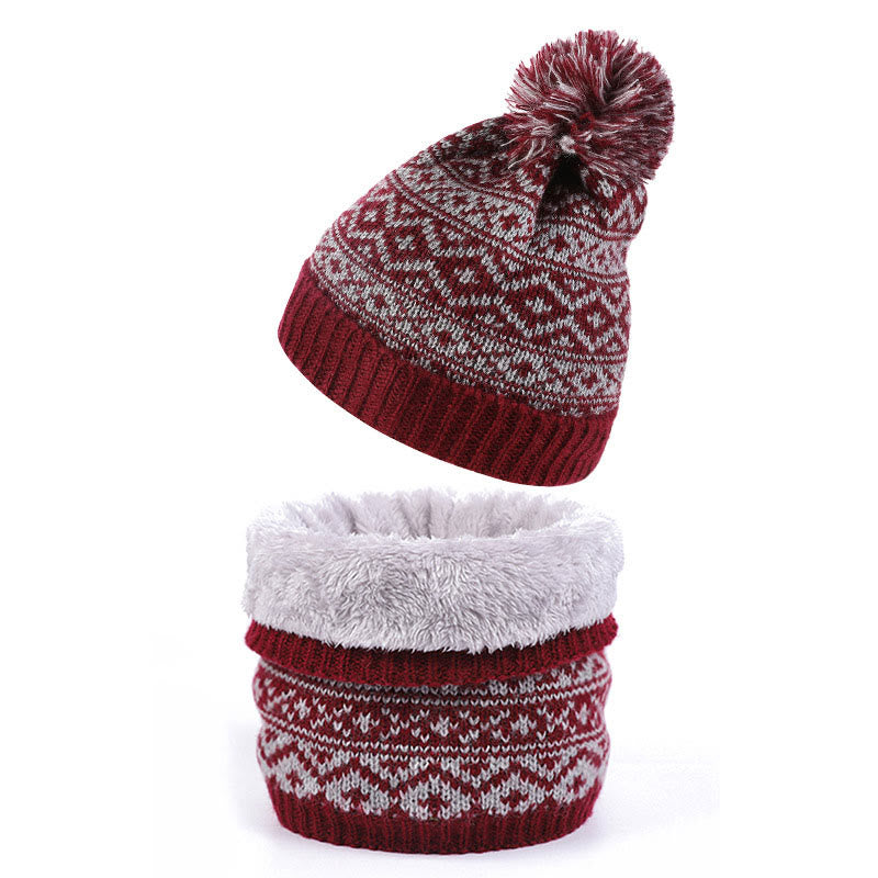 Warmer Winter-Mützen-Schal 2-in-1-Set - Wein - Einheitsgröße - image 5