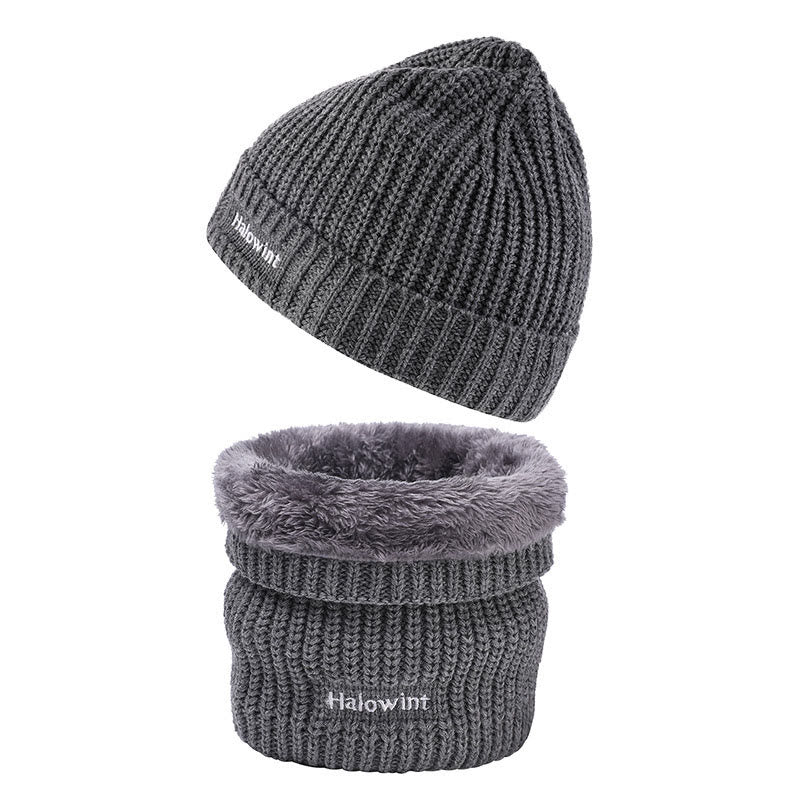 Warmes Strickmütze-Schal-2-in-1-Set - Grau - Einheitsgröße - image 6