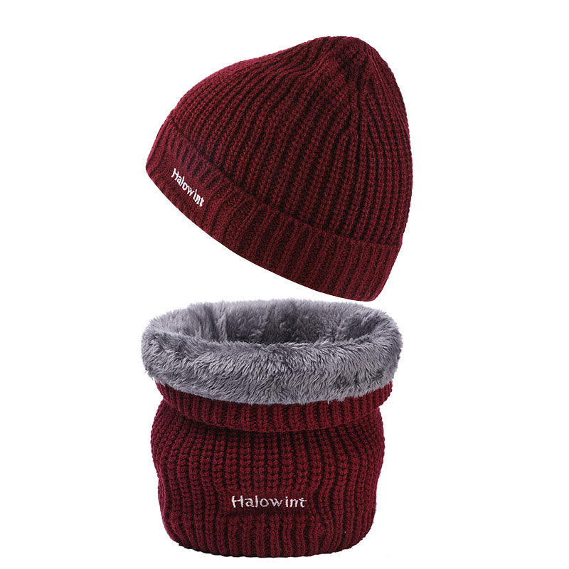 Warmes Strickmütze-Schal-2-in-1-Set - Wein - Einheitsgröße - image 9