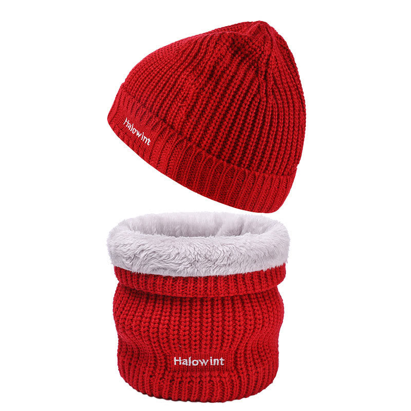 Warmes Strickmütze-Schal-2-in-1-Set - Rot - Einheitsgröße - image 5