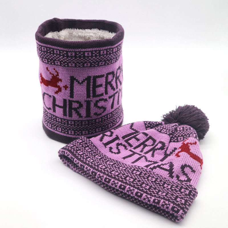 Weihnachtsmütze und Schal 2 in 1 Set - Lila - Einheitsgröße - image 8