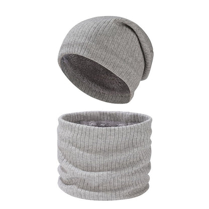 Einfarbiges, schlichtes 2-in-1-Set mit Beanie-Schal und Strick - Hellgrau - Einheitsgröße - image 13