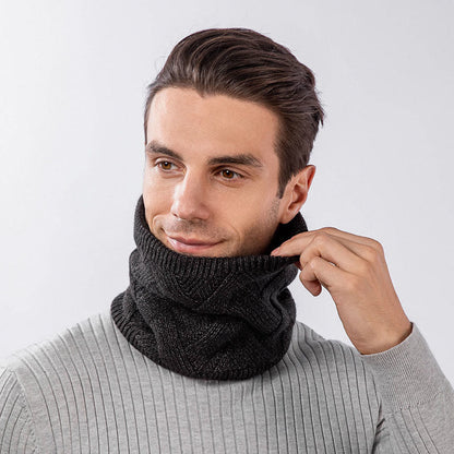 Einfarbiges, schlichtes 2-in-1-Set mit Beanie-Schal und Strick