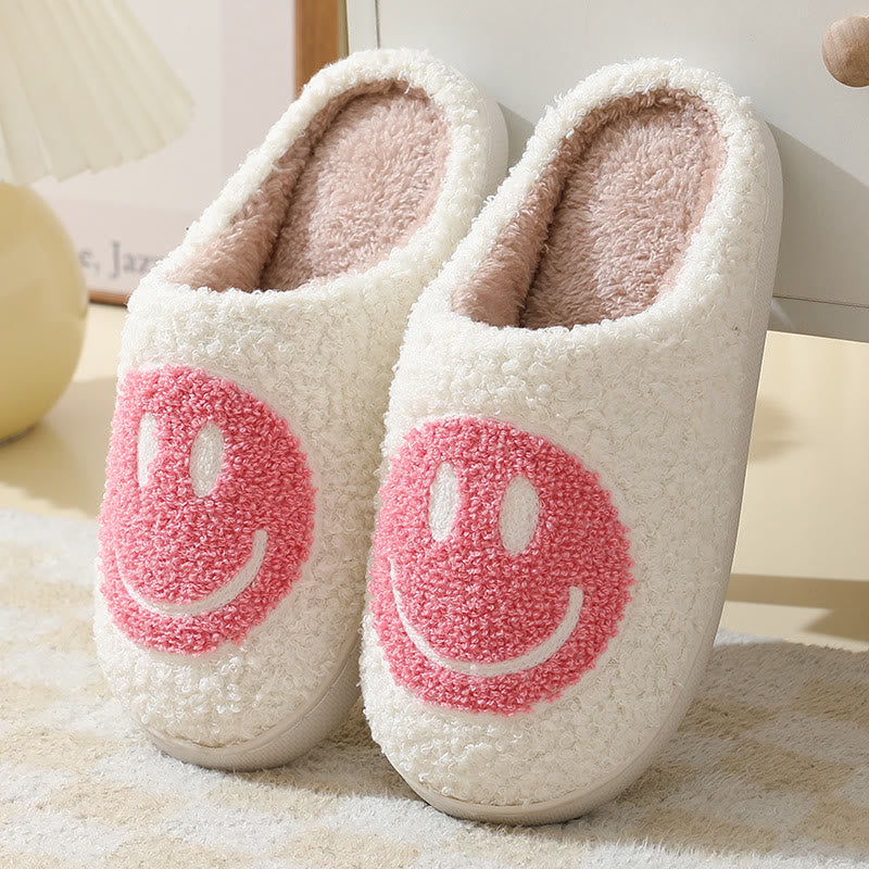 Rutschfeste Hausschuhe mit Smiley-Gesicht in Übergröße - Rosa - US 11-12 - image 4