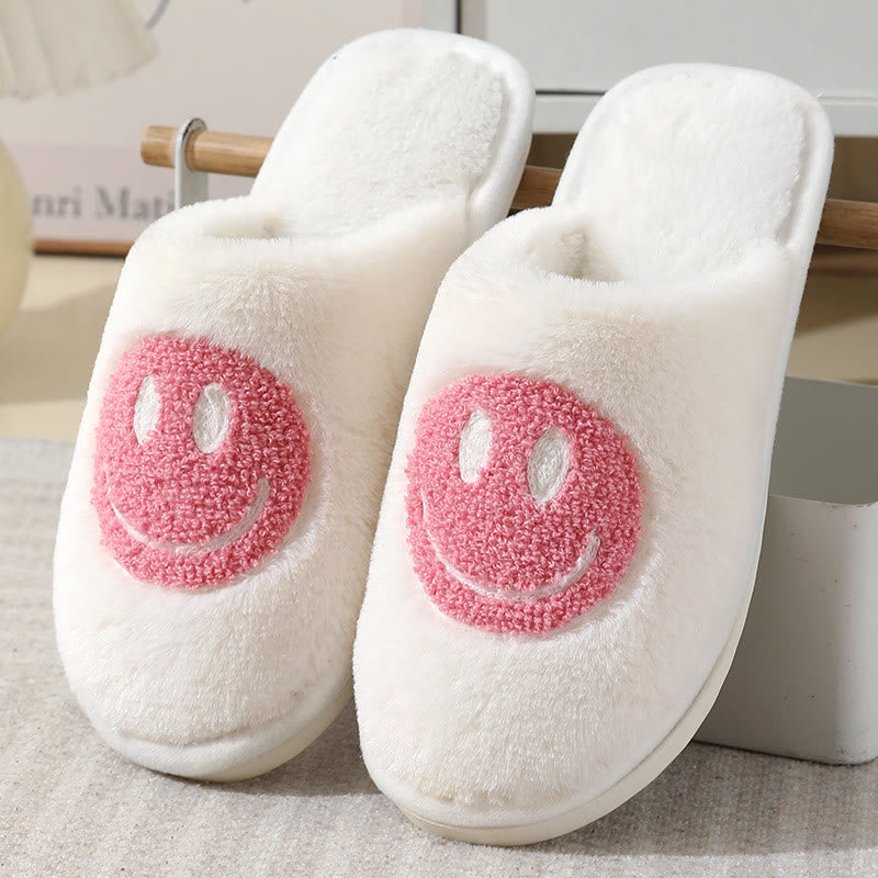 Plüsch-Hausschuhe mit Smiley-Motiv in Übergröße - Rosa - US 11-12 - image 0
