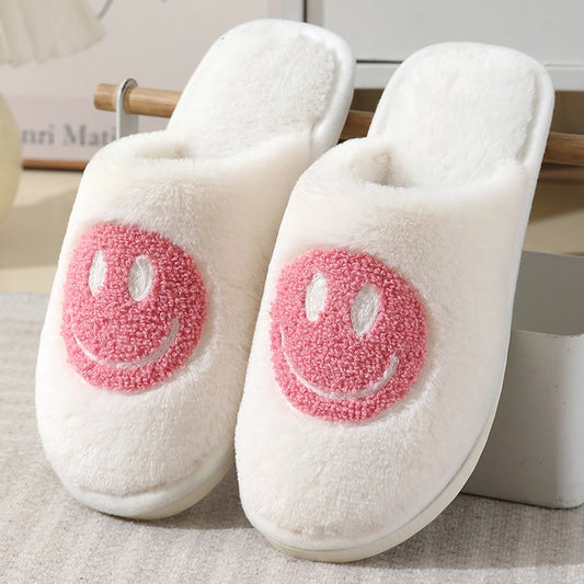 Plüsch-Hausschuhe mit Smiley-Motiv in Übergröße - Rosa - US 11-12 - image 0