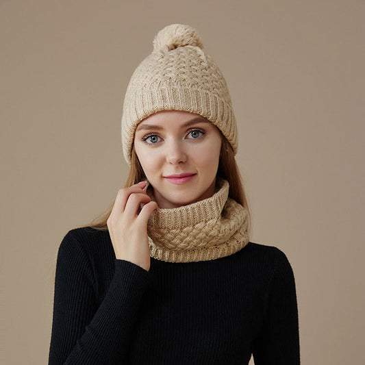 Winter Fleece Strickmütze Schal 2 in 1 Set