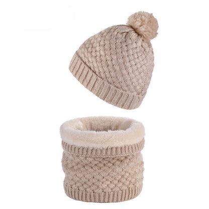 Winter Fleece Strickmütze Schal 2 in 1 Set - Beige - Einheitsgröße - image 14
