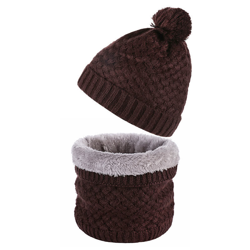 Winter Fleece Strickmütze Schal 2 in 1 Set - Kaffee - Einheitsgröße - image 15