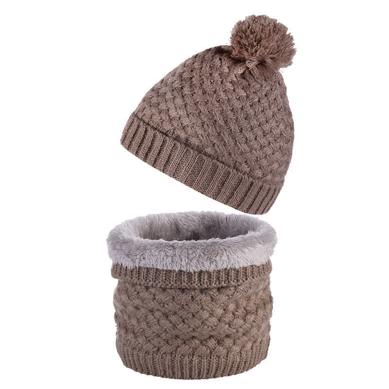 Winter Fleece Strickmütze Schal 2 in 1 Set - Khaki - Einheitsgröße - image 6
