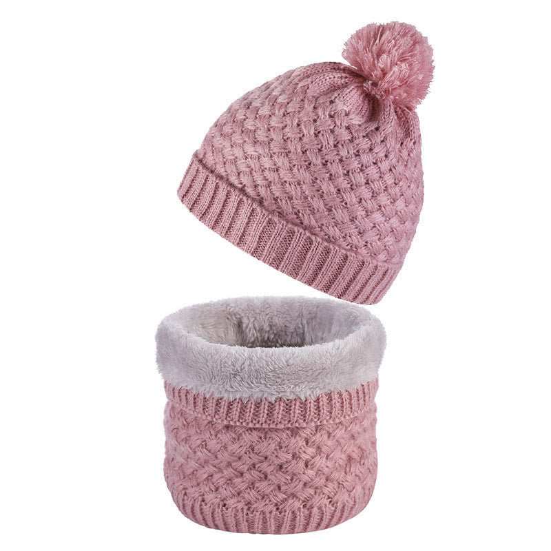 Winter Fleece Strickmütze Schal 2 in 1 Set - Rosa - Einheitsgröße - image 7