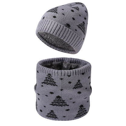 Winter-Weihnachtsbaum-Mützen-Schal 2-in-1-Set - Grau - Einheitsgröße - image 4