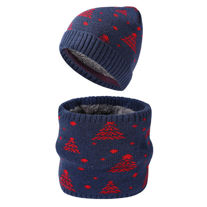 Winter-Weihnachtsbaum-Mützen-Schal 2-in-1-Set - Marineblau - Einheitsgröße - image 3