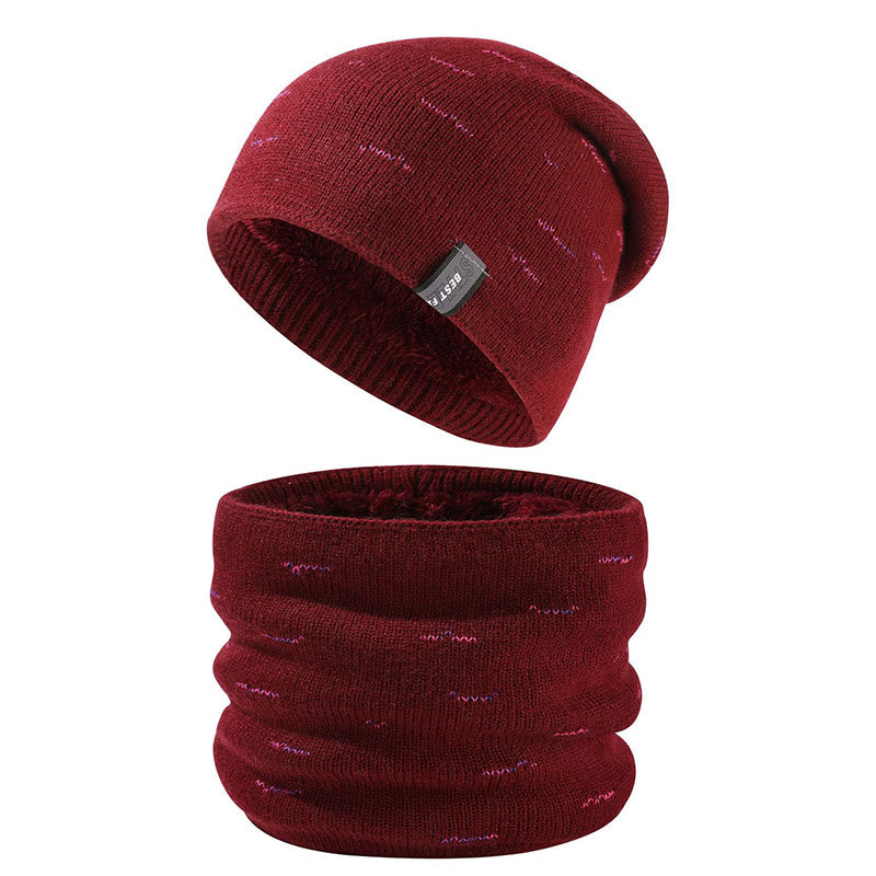Modisches, warmes Beanie-Schal-Set, 2-in-1-Set - Wein - Einheitsgröße - image 12